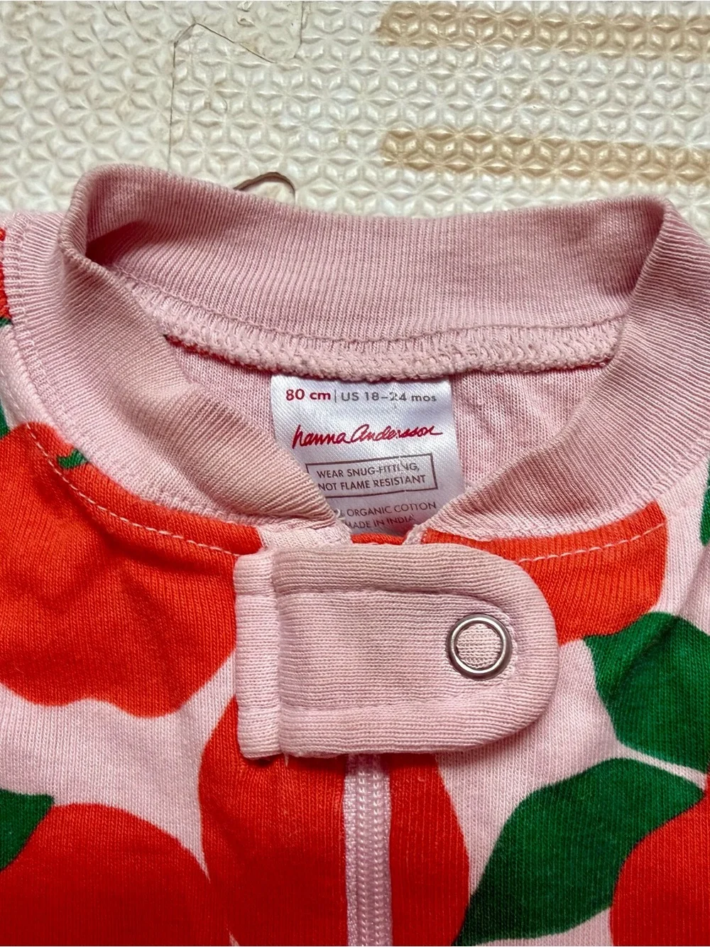 Hanna Andersson Pink Onesie with Red Apple Print